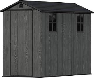 Devoko 4×8 Gartenhaus Kunststoff 5,7m³, 116x252x196 cm Gerätehaus mit Boden, Geräteschuppen mi…