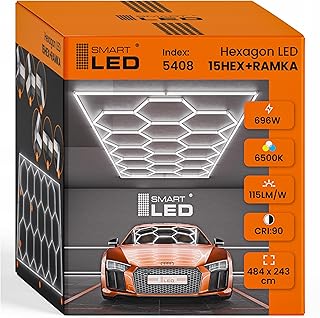 Garagenlampe Hexagon LED 484×243 cm – 15er Set Werkstattbeleuchtung 696W 6500K Kaltweiß – 11…