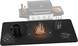 Feuerschutzmatte 200×100 cm, Extra Breit & Verdickt, Hitzebeständige Grillmatte bis ca. 1000°C,…
