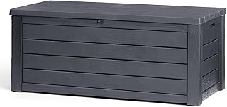 Keter Eastwood Auflagenbox mit 570 Liter Volumen, Wetterfest und Wasserdicht, Sitzgelegenheit, An…