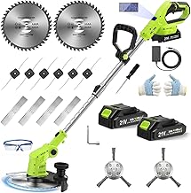 VOERJIA Rasentrimmer Akku 21V mit 2 Akkus und Ladegerät, Freischneider Akku 24000U/min mit LCD-A…