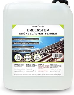 TerraDomi 5 Liter Greenstop für 1500m² I Grünbelagentferner 1:50 Konzentrat gegen Flechten und…
