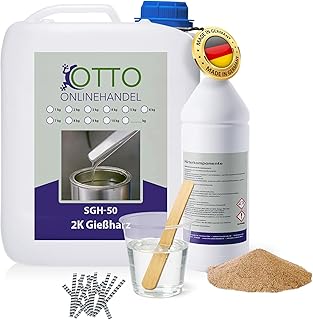 SGH-50 Gießharz (3 kg) Set zum Estrich reparieren (inkl. Estrichklammern und Quarzsand) farblose…