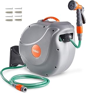 VonHaus Schlauchtrommel 30m, Wandmontiert, Automatische Aufrollfunktion | Gartenschlauch Trommel …
