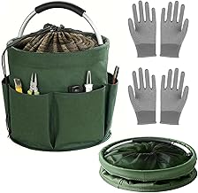 Esoes 17L Tasche Gartenwerkzeug Faltbare mit Griff und 6 Außentaschen Grün | Kordelzug Wasserdi…