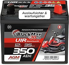 BlackMax Rasentraktor Batterie 12V 35Ah 350A Pluspol rechts AGM-Technologie | U1R-9 +30% (12 Volt…