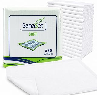 SanaSet Einweg Inkontinenzunterlagen 90×60 cm, 30 STK, mit saugstarkem Flockenkern, wasserdichte …