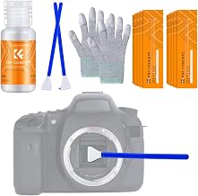 K&F CONCEPT Sensor-Reinigungsset für Vollformat, 16 Stück, 20ml, Blau | ESD-Handschuhe + 16mm M…