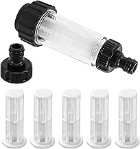 Wasserfilter Gartenschlauch, 3/4 Zoll Wasser Vorfilter Wasserfilter Set mit 5 Filtereinsatz + 2 S…