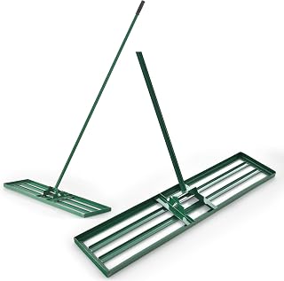 COSTWAY Rasen Nivellierrechen Metall, Rasenrechen mit ergonomischem Griff, Nivellierung von Sand …
