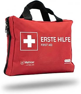 FLEXEO Erste Hilfe Tasche „Discovery“ | 103-teilig | mit Sofort-Kältekompressen, Rettungsdecke u…