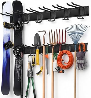 Gerätehalter Wandhalterung 122cm, 160kg Schwerlast, Gartengeräte & Skihalterung | 6 verstellbar…
