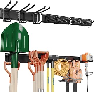 BONTEC Wandmontierter Werkzeughalter, 336 kg Tragfähigkeit, 3 Rail Panels, Verstellbare Garage W…