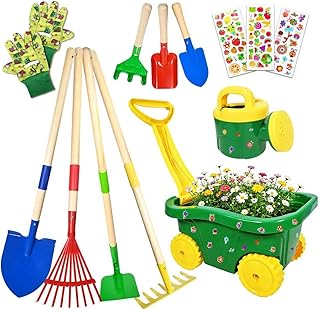 Schubkarre für Kinder, 13 Gartenwerkzeug Set für Kinder, Gartenset mit Schubkarre Kind, Kinders…
