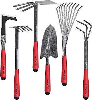 FLORA GUARD 6-teiliges Gartenwerkzeug Set für Pflanzenpflege | Gartengeräte Set mit Unkrautstec…