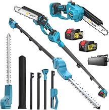 8 Zoll Mini Kettensäge & Akku Heckenschere 4-in-1 Gartenwerkzeug Set,Mit 2×4.0ah Akku,VerläNge…
