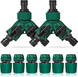 2 Wege Verteiler Wasser, 2 Stück 3/4 Zoll 2 Wege Verteiler Wasser mit Ventil, 6 Stück Schlauchv…