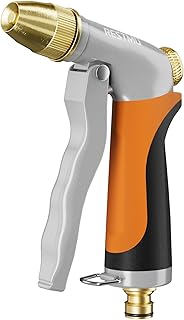RESTMO Gartenbrause Metall, Gartenspritze Messingdüse, Handbrause Garten | Einstellbarer Wasserf…