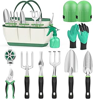 Gartenwerkzeug Set, 11 Stück Edelstahl Garten Werkzeug Geschenk-Kit mit Garten Zubehör Werkzeug…