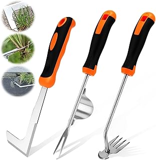 3 Stück Hand Unkrautstecher Edelstahl Set, Unkraut Entferner Gerät, Fugenkratzer Unkraut Unkrau…